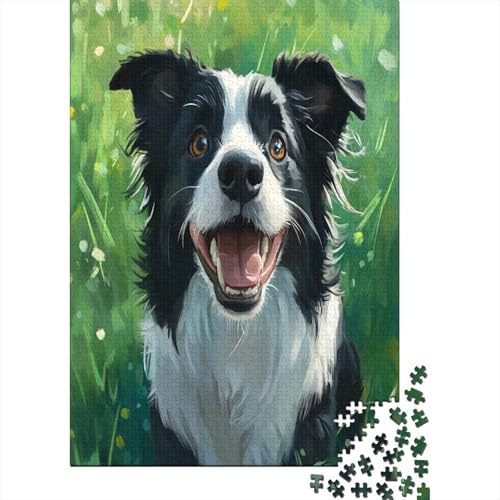 Border Collie Puzzle 1000 Teile Abbauen Familien Holzpuzzle Erwachsene Stressabbau-Spielzeug Erwachsene Und Kinder Ab 14 Jahren 1000pcs (75x50cm) von GAOYUCHUN