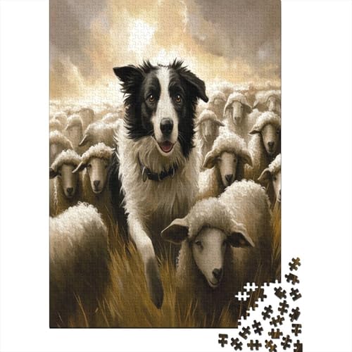 Border Collie Puzzle 1000 Teile Lernspiel Spielzeug Geschenk Holzpuzzle Erwachsene Abbauen Familien Für Erwachsene Und Kinder 1000pcs (75x50cm) von GAOYUCHUN