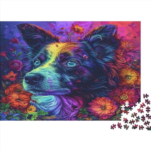 Border Collie with Blue Eyes 1000 Teile Puzzlespie Lernspiel Spielzeug Geschenk Holzpuzzle Erwachsene Herausforderung Für Erwachsene Teenager 1000pcs (75x50cm) von GAOYUCHUN