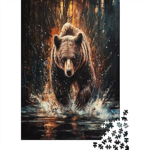 Brown Bear Puzzle 1000 Teile Abbauen Familien Holzpuzzle Erwachsene Stressabbau-Spielzeug Erwachsene Und Kinder Ab 14 Jahren 1000pcs (75x50cm) von GAOYUCHUN