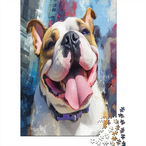 Bulldog Puzzle 1000 Teile Erwachsene Lernspiel Spielzeug Geschenk Holzpuzzles Herausforderung Für Erwachsene Und Kinder Ab 12 Jahren 1000pcs (75x50cm) von GAOYUCHUN