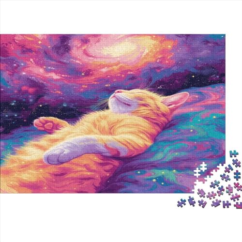 Cat Under The Stars 1000 Teile Puzzlespie Lernspiel Spielzeug Geschenk Holzpuzzles Heim Dekoration Erwachsene Und Kinder Ab 14 Jahren 1000pcs (75x50cm) von GAOYUCHUN