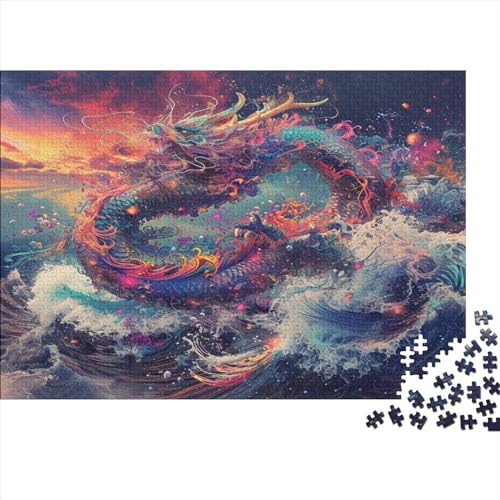 Chinese Dragon in Waves 1000 Teile Puzzlespie Stressabbau-Spielzeug Holzpuzzle Erwachsene Herausforderung Für Erwachsene Und Kinder Ab 12 Jahren 1000pcs (75x50cm) von GAOYUCHUN