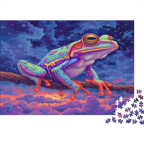 Colorful Psychedelic Forked Frog 1000 Teile Puzzlespie Lernspiel Spielzeug Geschenk Holzpuzzle Erwachsene Herausforderung Für Erwachsene Teenager 1000pcs (75x50cm) von GAOYUCHUN