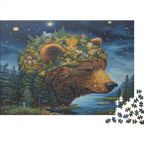 Colourful Bear Head 1000-teiliges Puzzle Lernspiel Spielzeug Geschenk Holzpuzzles Herausforderung Für Erwachsene Und Kinder Ab 12 Jahren 1000pcs (75x50cm) von GAOYUCHUN