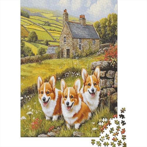 Corgi Puzzle 1000 Teile Erwachsene Stressabbau-Spielzeug Holzpuzzle Erwachsene Herausforderung Erwachsene Und Kinder Ab 14 Jahren 1000pcs (75x50cm) von GAOYUCHUN