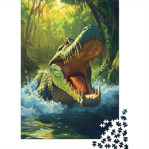 Crocodile Puzzle 1000 Teile Abbauen Familien Holzpuzzle Erwachsene Stressabbau-Spielzeug Erwachsene Und Kinder Ab 14 Jahren 1000pcs (75x50cm) von GAOYUCHUN