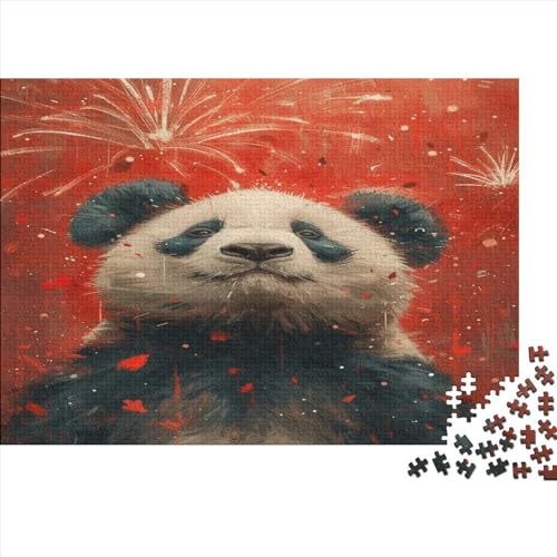 Cute Panda 1000-teiliges Puzzle Lernspiel Spielzeug Geschenk Holzpuzzles Herausforderung Für Erwachsene Und Kinder Ab 12 Jahren 500pcs (52x38cm) von GAOYUCHUN