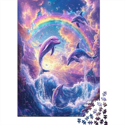 Dolphin Puzzle 1000 Teile Lernspiel Spielzeug Geschenk Holzpuzzle Erwachsene Schwieriges Für Erwachsene Und Kinder Ab 12 Jahren 1000pcs (75x50cm) von GAOYUCHUN