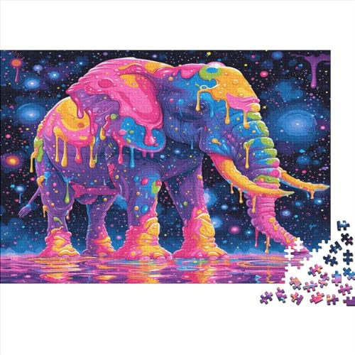 Drippy Elephant 1000 Teile Puzzlespie Lernspiel Spielzeug Geschenk Holzpuzzles Heim Dekoration Erwachsene Und Kinder Ab 14 Jahren 1000pcs (75x50cm) von GAOYUCHUN
