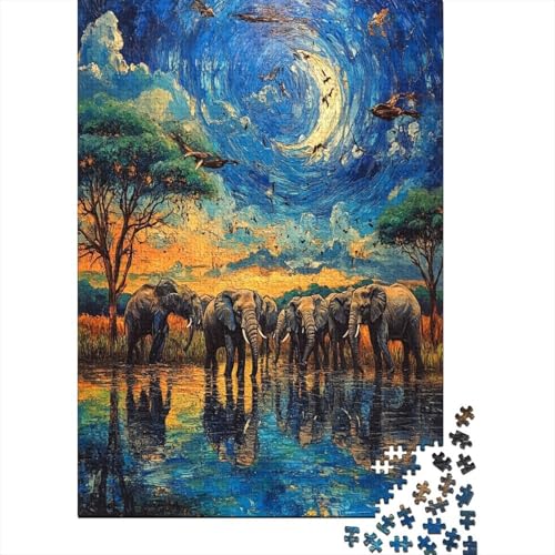 Elephant 1000-teiliges Puzzle Lernspiel Spielzeug Geschenk Puzzle 1000 Teile Holzpuzzle Erwachsene Herausforderung Für Erwachsene Teenager 1000pcs (75x50cm) von GAOYUCHUN