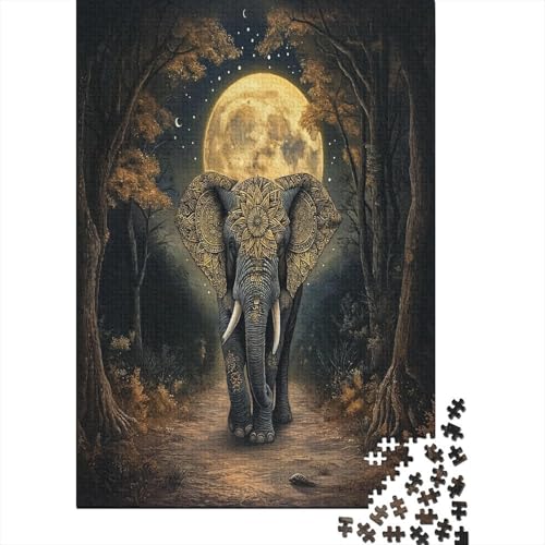 Elephant 1000-teiliges Puzzle UnregelmaBige Einzigartige Puzzle 1000 Teile Holzpuzzle Erwachsene Herausforderung Für Erwachsene Und Kinder 1000pcs (75x50cm) von GAOYUCHUN