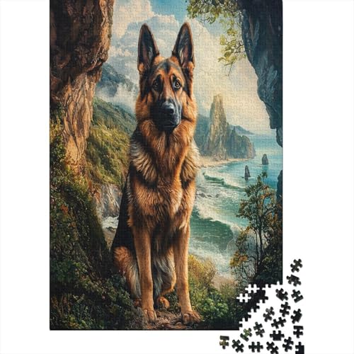 German Shepherds 1000 Teile Puzzlespie UnregelmaBige Einzigartige Puzzle 1000 Teile Holzpuzzles Heim Dekoration Erwachsene Und Kinder Ab 14 Jahren 1000pcs (75x50cm) von GAOYUCHUN
