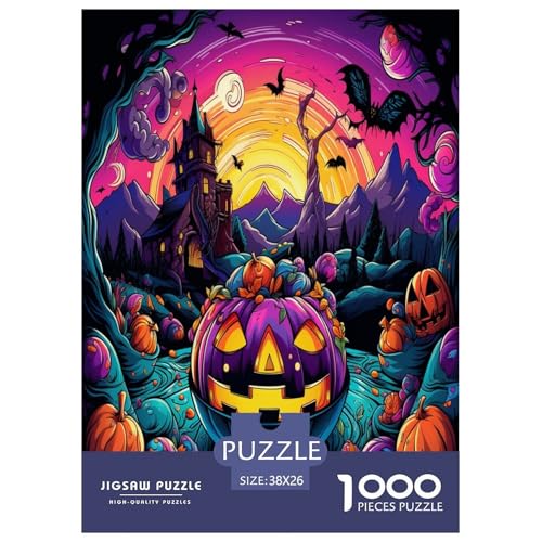 Halloween Kürbis Puzzle 1000 Teile Schwer Puzzle Spielzeug Pädagogisches Spiel Impossible Herausforderungsspielzeug Für Erwachsene Und Kinder Ab 12 Jahren 38x26cm/1000pcs von GAOYUCHUN
