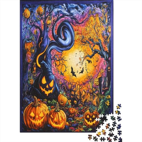 Halloween Village 1000 Stück Puzzles Stressabbau-Spielzeug Puzzle 1000 Teile Holzpuzzle Erwachsene Heim Dekoration Erwachsene Und Kinder Ab 14 Jahren 1000pcs (75x50cm) von GAOYUCHUN
