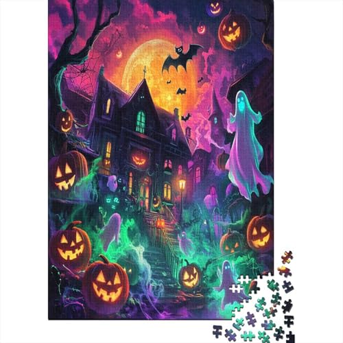 Halloween Village 1000 Teile Puzzles Lernspiel Spielzeug Geschenk Puzzle 1000 Teile Holzpuzzle Erwachsene Herausforderung Für Erwachsene Teenager 1000pcs (75x50cm) von GAOYUCHUN