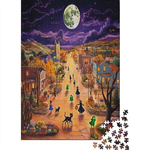 Halloween Village 1000-teiliges Puzzle Lernspiel Spielzeug Geschenk Puzzle 1000 Teile Holzpuzzle Erwachsene Herausforderung Für Erwachsene Teenager 1000pcs (75x50cm) von GAOYUCHUN