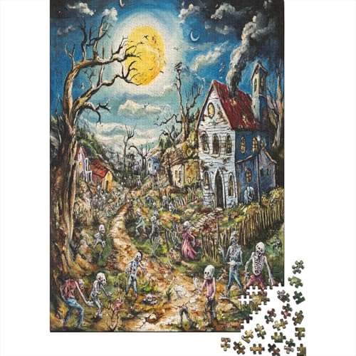 Halloween Village 1000-teiliges Puzzle Lernspiel Spielzeug Geschenk Puzzle 1000 Teile Puzzles Heim Dekoration Für Erwachsene Und Kinder Ab 12 Jahren 1000pcs (75x50cm) von GAOYUCHUN