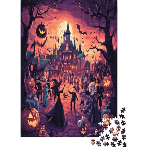 Halloween Village Puzzle 1000 Teile Herausforderung Holzpuzzle Erwachsene Heim Dekoration Für Erwachsene Und Kinder Ab 12 Jahren 1000pcs (75x50cm) von GAOYUCHUN
