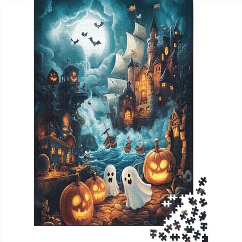 Halloween Village Puzzle 1000 Teile UnregelmaBige Einzigartige Holzpuzzle Erwachsene Heim Dekoration Für Erwachsene Und Kinder Ab 12 Jahren 1000pcs (75x50cm) von GAOYUCHUN