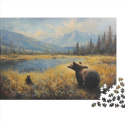 Honey and Bear 1000-teiliges Puzzle Heim Dekoration Holzpuzzle Erwachsene Stressabbau-Spielzeug Für Erwachsene Und Kinder Ab 12 Jahren 1000pcs (75x50cm) von GAOYUCHUN