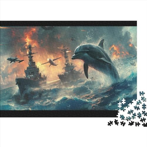 Huge Battle Between Dolphins 1000-teiliges Puzzle Lernspiel Spielzeug Geschenk Holzpuzzle Erwachsene Für Erwachsene Und Kinder 1000pcs (75x50cm) von GAOYUCHUN