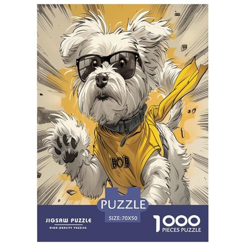 Hund Puzzle 1000 Teile Schwer Puzzle Spielzeug Pädagogisches Spiel Impossible Herausforderungsspielzeug Für Erwachsene Kinder 70x50cm/1000pcs von GAOYUCHUN