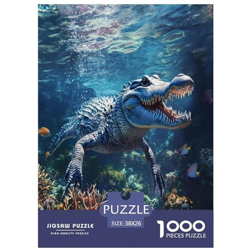 Krokodil Puzzle 1000-teilige Schwer Puzzle Spielzeug Pädagogisches Spiel Impossible Herausforderungsspielzeug Für Erwachsene Kinder 38x26cm/1000pcs von GAOYUCHUN