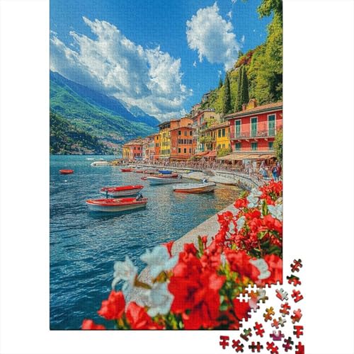 Lake Como 1000 Teile Puzzles Lernspiel Spielzeug Geschenk Puzzle 1000 Teile Puzzles Heim Dekoration Stressabbau-Spielzeug Für Erwachsene Und Kinder Ab 12 Jahren 1000pcs (75x50cm) von GAOYUCHUN