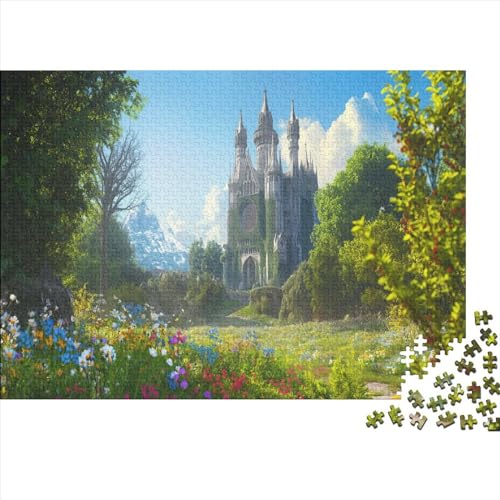 Majestic Fantasy Gothic Castle 1000 Teile Puzzlespie Heim Dekoration Holzpuzzle Erwachsene Für Erwachsene Und Kinder Ab 12 Jahren 500pcs (52x38cm) von GAOYUCHUN