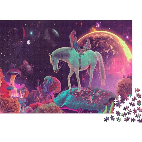 Mushrooms Horse 1000 Teile Puzzlespie Stressabbau-Spielzeug Holzpuzzle Erwachsene Herausforderung Für Erwachsene Und Kinder Ab 12 Jahren 1000pcs (75x50cm) von GAOYUCHUN