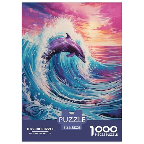 Ölmalerei Delphin Puzzle 1000 Teile Schwer Puzzle Spielzeug Pädagogisches Spiel Impossible Herausforderungsspielzeug Für Erwachsene Kinder 38x26cm/1000pcs von GAOYUCHUN