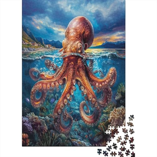 Octopus Puzzle 1000 Teile Erwachsene Stressabbau-Spielzeug Holzpuzzle Erwachsene Herausforderung Erwachsene Und Kinder Ab 14 Jahren 1000pcs (75x50cm) von GAOYUCHUN