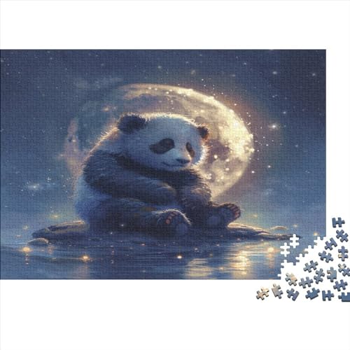 Panda Sitting on The Moon 1000-teiliges Puzzle Lernspiel Spielzeug Geschenk Holzpuzzle Erwachsene Schwieriges Für Erwachsene Und Kinder Ab 12 Jahren 1000pcs (75x50cm) von GAOYUCHUN