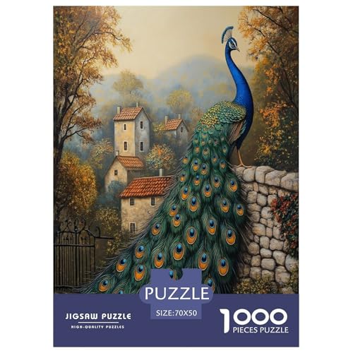 Pfauen Puzzles 1000 Teile Schwer Puzzle Spielzeug Pädagogisches Spiel Impossible Herausforderung Spielzeug Für Erwachsene Und Kinder in Bewährter 70x50cm/1000pcs von GAOYUCHUN