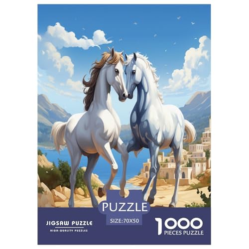 Pferd Puzzle 1000-teilige Schwer Puzzle Spielzeug Pädagogisches Spiel Impossible Herausforderungsspielzeug Für Erwachsene Und Kinder in Bewährter 70x50cm/1000pcs von GAOYUCHUN