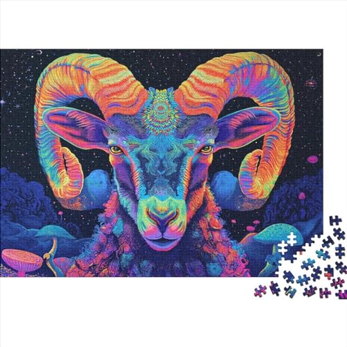 Psychedelic Ram 1000-teiliges Puzzle Stressabbau-Spielzeug Holzpuzzle Erwachsene Herausforderung Erwachsene Und Kinder Ab 14 Jahren 1000pcs (75x50cm) von GAOYUCHUN