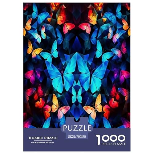 Psychedelischer Schmetterling Puzzles 1000 Teile Schwer Puzzle Spielzeug Pädagogisches Spiel Impossible Herausforderungsspielzeug Für Erwachsene Kinder 70x50cm/1000pcs von GAOYUCHUN