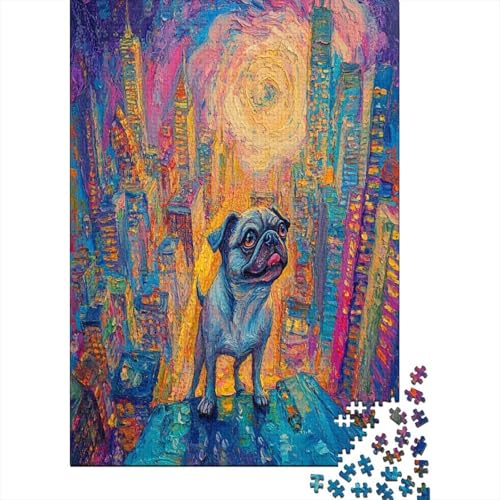 Pug 1000 Teile Puzzles Lernspiel Spielzeug Geschenk Puzzle 1000 Teile Holzpuzzle Erwachsene Herausforderung Für Erwachsene Teenager 1000pcs (75x50cm) von GAOYUCHUN