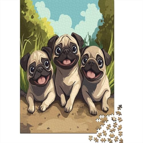 Pug Puzzle 1000 Teile Abbauen Familien Holzpuzzle Erwachsene Stressabbau-Spielzeug Erwachsene Und Kinder Ab 14 Jahren 1000pcs (75x50cm) von GAOYUCHUN