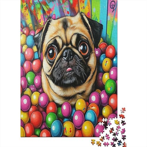 Pug Puzzle 1000 Teile Erwachsene Herausforderung Holzpuzzle Erwachsene Für Erwachsene Und Kinder Ab 12 Jahren 1000pcs (75x50cm) von GAOYUCHUN