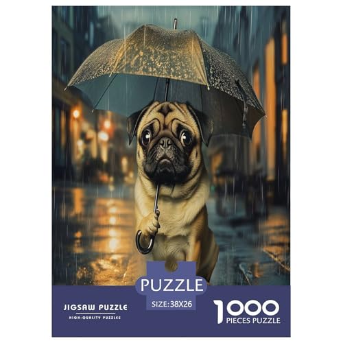 Pug Puzzle 1000 Teile Schwer Puzzle Spielzeug Pädagogisches Spiel Impossible Herausforderungsspielzeug Für Erwachsene Kinder 38x26cm/1000pcs von GAOYUCHUN