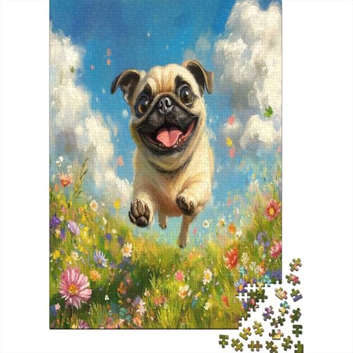 Pug Puzzle 1000 Teile UnregelmaBige Einzigartige Holzpuzzle Erwachsene Herausforderung Für Erwachsene Und Kinder Ab 12 Jahren 1000pcs (75x50cm) von GAOYUCHUN