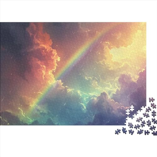 Rainbow Clouds After Rain 1000-teiliges Puzzle Lernspiel Spielzeug Geschenk Holzpuzzles Heim Dekoration Erwachsene Und Kinder Ab 14 Jahren 1000pcs (75x50cm) von GAOYUCHUN
