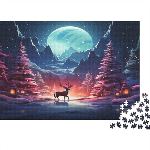 Rentier und Baum Winter Thema Puzzle 1000 Teile Erwachsene, Puzzlespiel Jigsaw Puzzles Erwachsenen Puzzlespiel Puzzel 1000pcs (75x50cm) von GAOYUCHUN