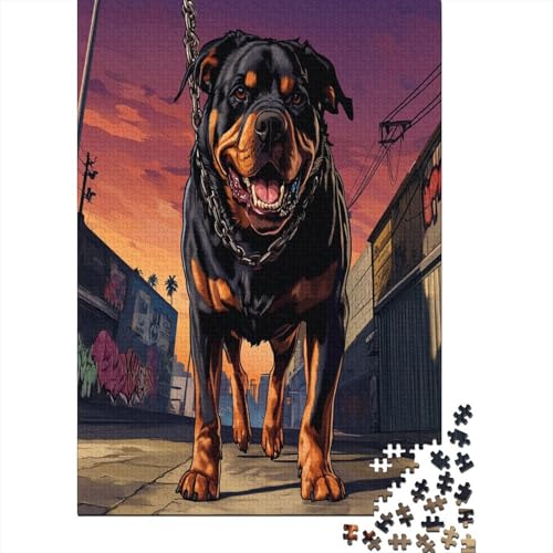 Rottweiler Puzzle 1000 Teile UnregelmaBige Einzigartige Holzpuzzle Erwachsene Herausforderung Erwachsene Und Kinder Ab 14 Jahren 1000pcs (75x50cm) von GAOYUCHUN