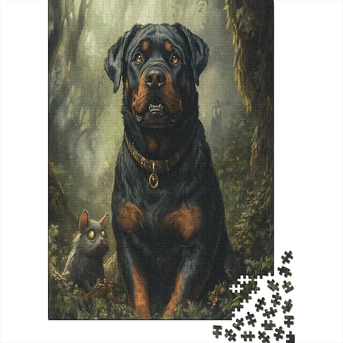 Rottweiler Puzzle 1000 Teile UnregelmaBige Einzigartige Holzpuzzles Herausforderung Für Erwachsene Und Kinder Ab 12 Jahren 1000pcs (75x50cm) von GAOYUCHUN