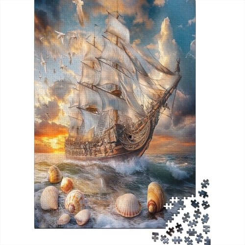 Sailboat 1000-teiliges Puzzle Lernspiel Spielzeug Geschenk Puzzle 1000 Teile Holzpuzzle Erwachsene Herausforderung Für Erwachsene Teenager 1000pcs (75x50cm) von GAOYUCHUN