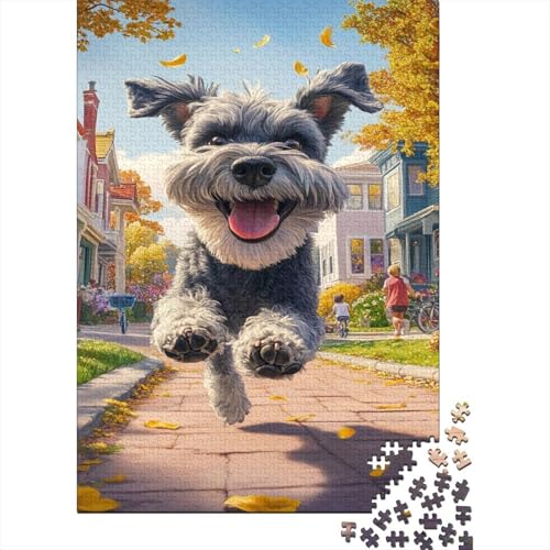 Schnauzer 1000 Teile Puzzlespie UnregelmaBige Einzigartige Puzzle 1000 Teile Holzpuzzles Heim Dekoration Erwachsene Und Kinder Ab 14 Jahren 1000pcs (75x50cm) von GAOYUCHUN