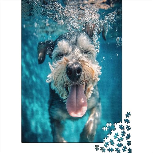 Schnauzer Puzzle 1000 Teile Herausforderung Holzpuzzle Erwachsene Heim Dekoration Für Erwachsene Und Kinder Ab 12 Jahren 1000pcs (75x50cm) von GAOYUCHUN